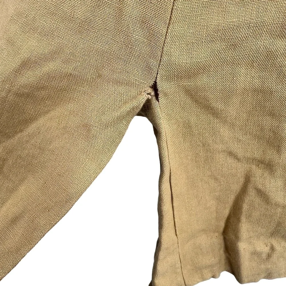 Gucci A-Line Skirt Tan‎ Pleated Midi Linen Back Buckle 46(IT) 10(US) SEE NOTES